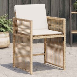 Chaises de jardin avec coussins lot de 4 beige résine tressée 557330557330