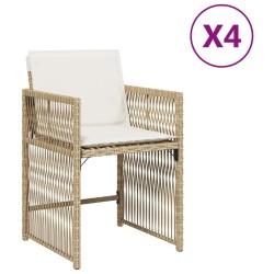 Chaises de jardin avec coussins lot de 4 beige résine tressée 557330557330