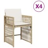 Chaises de jardin avec coussins lot de 4 beige résine tressée 557330557330