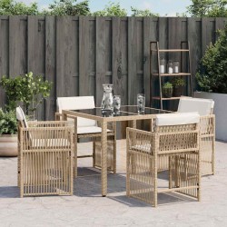 Chaises de jardin avec coussins lot de 4 beige résine tressée 557330557330