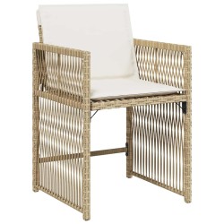 Chaises de jardin avec coussins lot de 4 beige résine tressée 557330557330