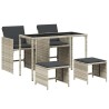 Ensemble à manger de jardin et coussins 5 pcs gris clair rotin 557331557331