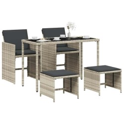 Ensemble à manger de jardin et coussins 5 pcs gris clair rotin 557331557331