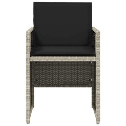 Ensemble à manger de jardin et coussins 5 pcs gris clair rotin 557331557331