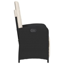 Chaise inclinable de jardin et repose-pied noir résine tressée 557334557334