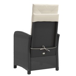 Chaise inclinable de jardin et repose-pied noir résine tressée 557334557334