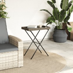 Table à plateau pliable gris 65x40x75 cm résine tressée 557339557339