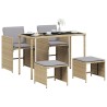 Ensemble à manger de jardin coussins 5 pcs mélange beige rotin 557340557340