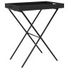 Table à plateau pliable noir 65x40x75 cm résine tressée 557342557342