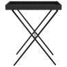 Table à plateau pliable noir 65x40x75 cm résine tressée 557342557342