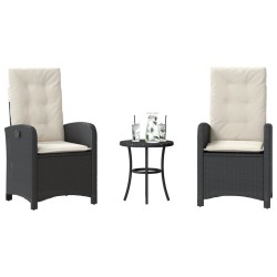 Ensemble de bistro 3 pcs avec coussins noir résine tressée 557345557345