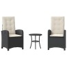 Ensemble de bistro 3 pcs avec coussins noir résine tressée 557345557345