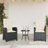 Ensemble de bistro 3 pcs avec coussins noir résine tressée 557345557345