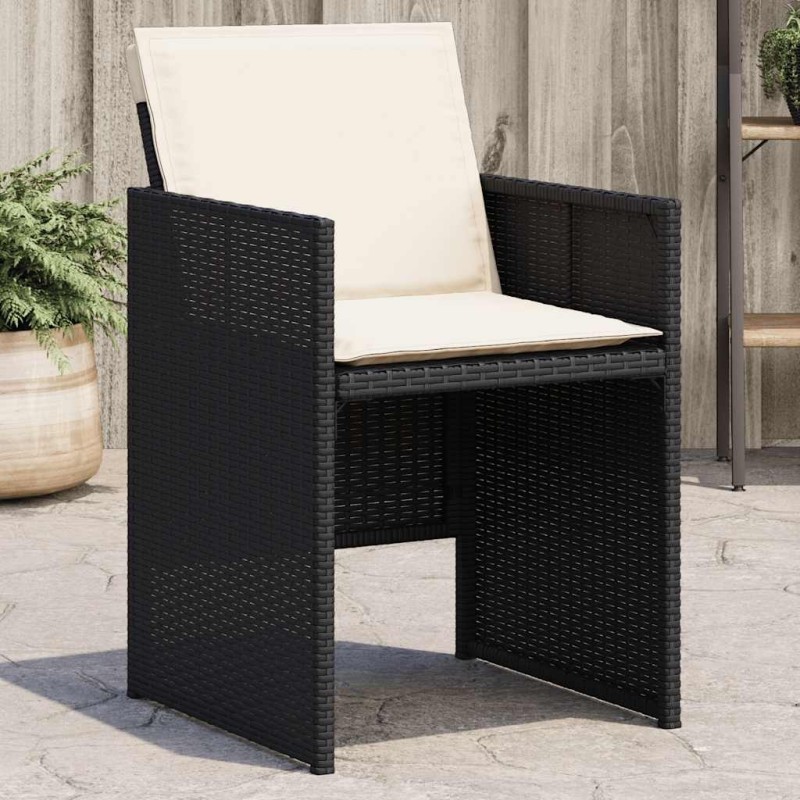 Chaises de jardin lot de 4 avec coussins noir résine tressée 557348557348
