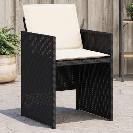 Chaises de jardin lot de 4 avec coussins noir résine tressée 557348557348