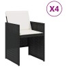Chaises de jardin lot de 4 avec coussins noir résine tressée 557348557348