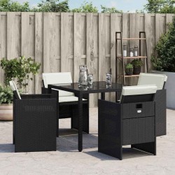 Chaises de jardin lot de 4 avec coussins noir résine tressée 557348557348