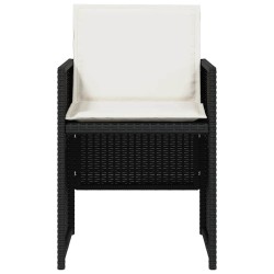 Chaises de jardin lot de 4 avec coussins noir résine tressée 557348557348