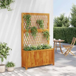 Jardinière avec treillis 100x32x165 cm bois massif d'acacia 557351557351