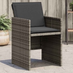 Chaises de jardin avec coussins lot de 4 gris résine tressée 557353557353