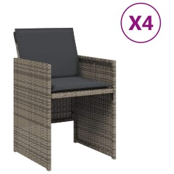 Chaises de jardin avec coussins lot de 4 gris résine tressée 557353557353