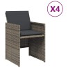 Chaises de jardin avec coussins lot de 4 gris résine tressée 557353557353