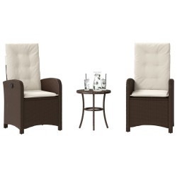 Ensemble de bistro 3 pcs avec coussins marron résine tressée 557354557354
