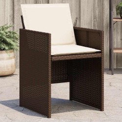 Chaises de jardin avec coussins lot de 4 marron résine tressée 557355557355