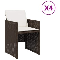 Chaises de jardin avec coussins lot de 4 marron résine tressée 557355557355