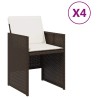Chaises de jardin avec coussins lot de 4 marron résine tressée 557355557355