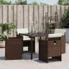 Chaises de jardin avec coussins lot de 4 marron résine tressée 557355557355