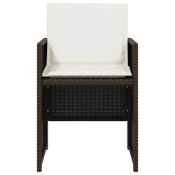 Chaises de jardin avec coussins lot de 4 marron résine tressée 557355557355