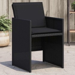 Chaises de jardin lot de 4 avec coussins noir résine tressée 557356557356