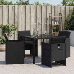 Chaises de jardin lot de 4 avec coussins noir résine tressée 557356557356