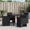Chaises de jardin lot de 4 avec coussins noir résine tressée 557356557356