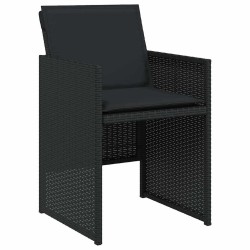 Chaises de jardin lot de 4 avec coussins noir résine tressée 557356557356