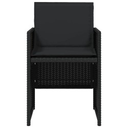 Chaises de jardin lot de 4 avec coussins noir résine tressée 557356557356