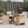 Chaises de jardin avec coussins lot de 4 beige résine tressée 557357557357