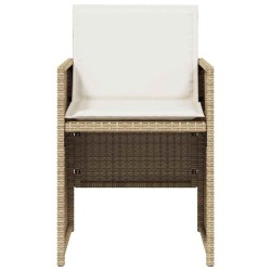 Chaises de jardin avec coussins lot de 4 beige résine tressée 557357557357