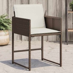 Chaises de jardin avec coussins lot de 4 marron résine tressée 557360557360
