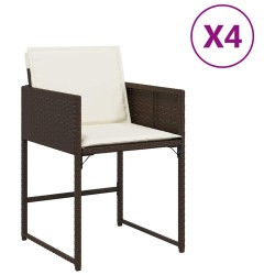Chaises de jardin avec coussins lot de 4 marron résine tressée 557360557360
