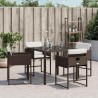 Chaises de jardin avec coussins lot de 4 marron résine tressée 557360557360