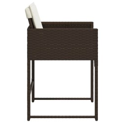 Chaises de jardin avec coussins lot de 4 marron résine tressée 557360557360