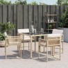 Chaises de jardin avec coussins lot de 4 beige résine tressée 557361557361