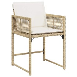 Chaises de jardin avec coussins lot de 4 beige résine tressée 557361557361