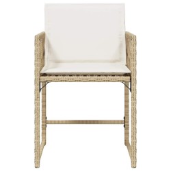 Chaises de jardin avec coussins lot de 4 beige résine tressée 557361557361