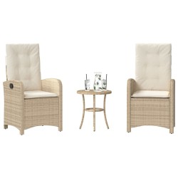 Ensemble de bistro 3 pcs avec coussins beige résine tressée 557363557363