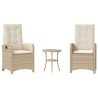 Ensemble de bistro 3 pcs avec coussins beige résine tressée 557363557363