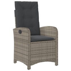 Ensemble de bistro 3 pcs avec coussins gris résine tressée 557365557365