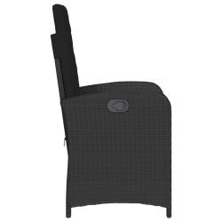 Chaises inclinables de jardin lot de 2 et coussins noir rotin 557367557367